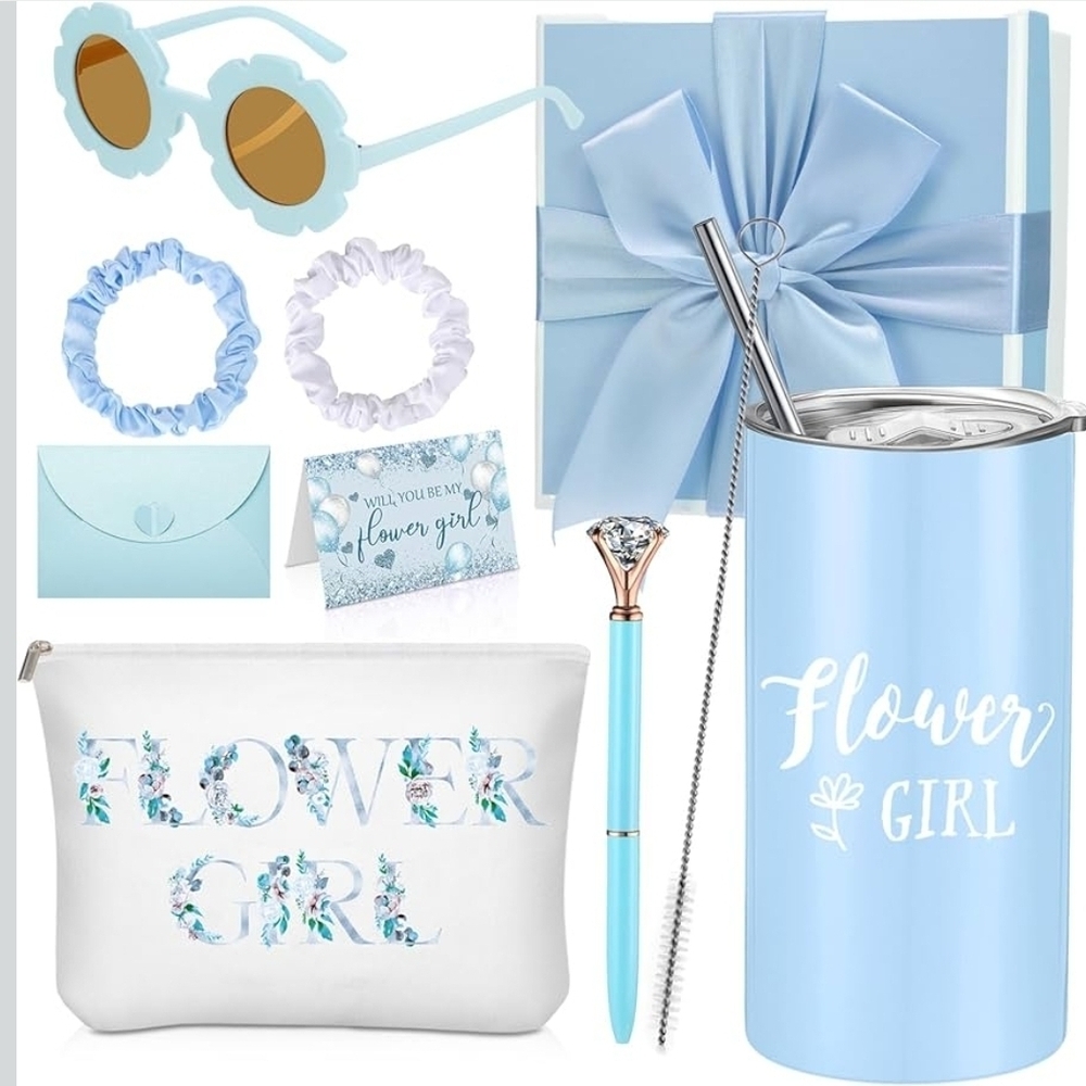 Sieral 9 Pcs Flower Girl Proposal Gift Set Blue
